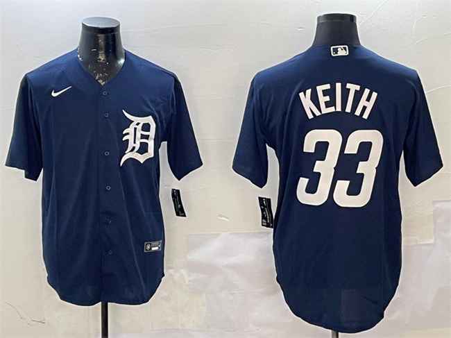 Men's Detroit Tigers #33 Colt Keith Navy Cool Base Stitched Baseball Jersey Men's Detroit Tigers #33 Colt Keith Navy Cool Base Stitched Baseball Jersey